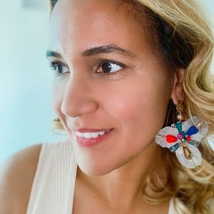 EMBELLISHED WHITE DANGLER EARRINGS (C16)